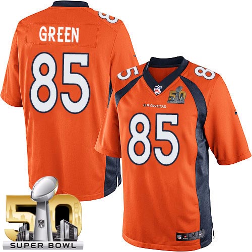 Youth Elite Virgil Green Super Bowl L Nike Jersey Orange Home - #85 NFL Denver Broncos